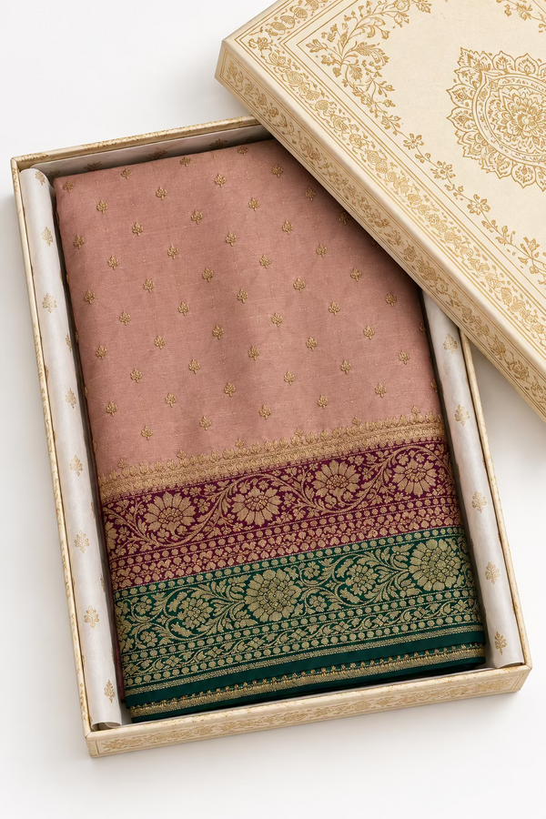 Pure Banarasi Silk Saree - Peach