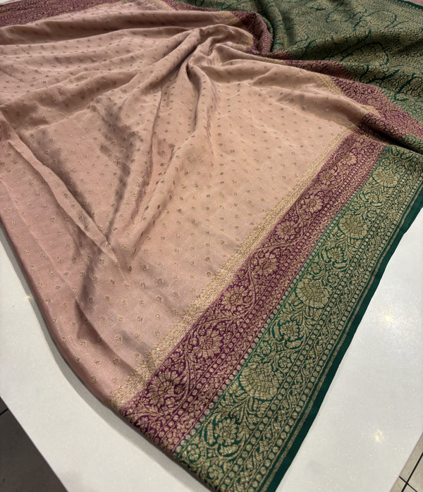 Pure Banarasi Silk Saree - Peach