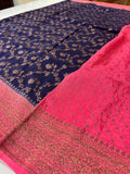 Semi Banarasi silk saree - Pink and Blue