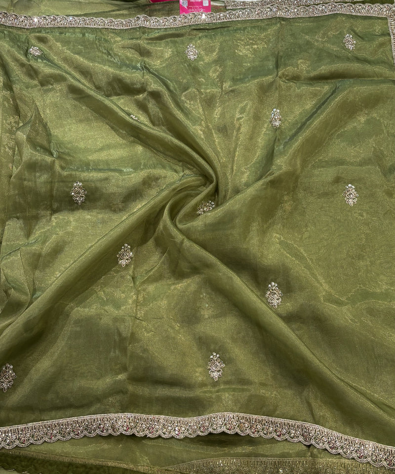 Cocktail Party Wear Designer Sarees - Green