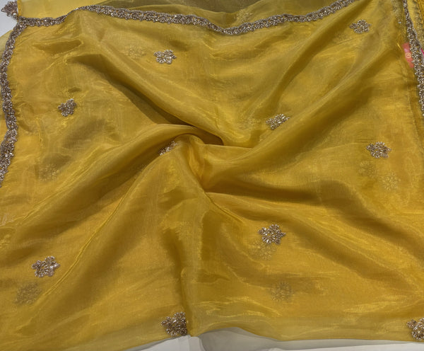 Cocktail Party Wear Designer Saree - Yellow