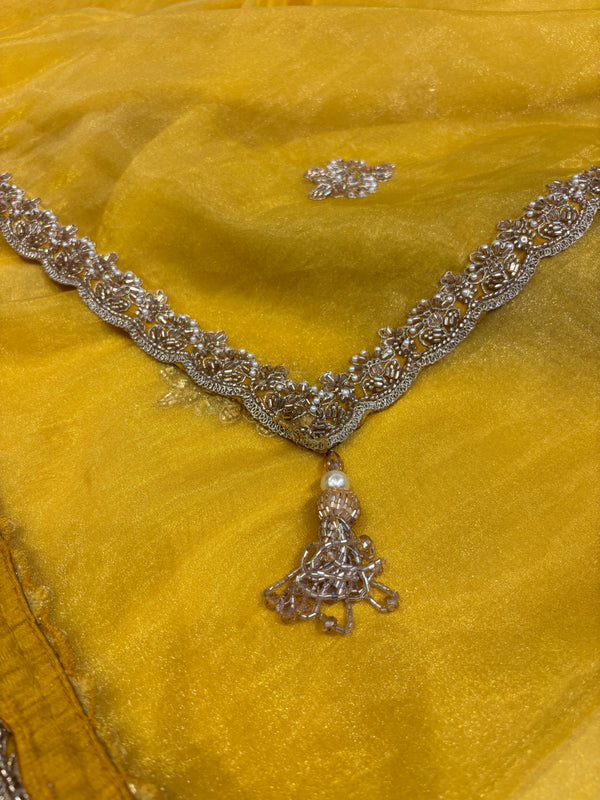 Cocktail Party Wear Designer Saree - Yellow