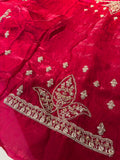 Golden Designer saree with Red Blouse