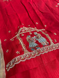 Golden Designer saree with Red Blouse