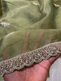 Cocktail Party Wear Designer Saree - Green