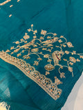 Cocktail Party Wear Designer Saree - Aqua Blue