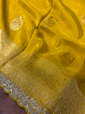 Party wear Banarasi Silk Saree with Scaloop Border - Yellow
