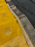 Party wear Banarasi Silk Saree with Scaloop Border - Yellow