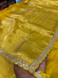 Party wear Banarasi Silk Saree with Scaloop Border - Yellow