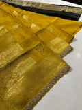 Party wear Banarasi Silk Saree with Scaloop Border - Yellow