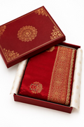 Party wear Banarasi Silk Saree with Scaloop Border - Red