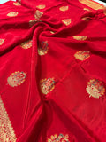 Party wear Banarasi Silk Saree with Scaloop Border - Red