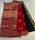 Party wear Banarasi Silk Saree with Scaloop Border - Red