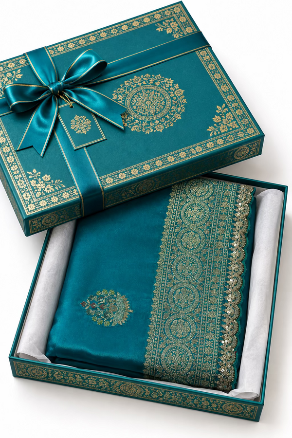 Party wear Banarasi Silk Saree with Scaloop Border - Blue