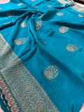 Party wear Banarasi Silk Saree with Scaloop Border - Blue