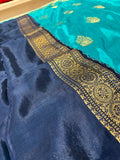 Party wear Banarasi Silk Saree with Scaloop Border - Blue