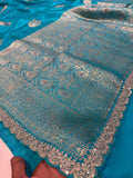 Party wear Banarasi Silk Saree with Scaloop Border - Blue