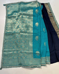 Party wear Banarasi Silk Saree with Scaloop Border - Blue