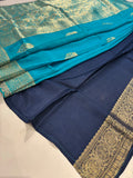Party wear Banarasi Silk Saree with Scaloop Border - Blue