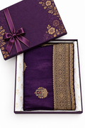 Party wear Banarasi Silk Saree with Scaloop Border -Purple