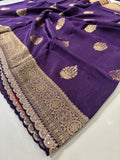 Party wear Banarasi Silk Saree with Scaloop Border -Purple