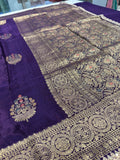 Party wear Banarasi Silk Saree with Scaloop Border -Purple