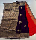 Party wear Banarasi Silk Saree with Scaloop Border -Purple