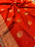 Party wear Banarasi Silk Saree with Scaloop Border - Orange