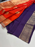 Party wear Banarasi Silk Saree with Scaloop Border - Orange