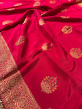 Party wear Banarasi Silk Saree with Scaloop Border -Red