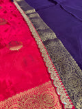Party wear Banarasi Silk Saree with Scaloop Border -Red