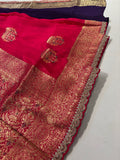 Party wear Banarasi Silk Saree with Scaloop Border -Red