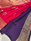 Party wear Banarasi Silk Saree with Scaloop Border -Red