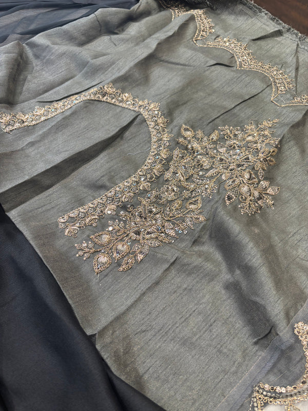 Designer Party Wear chiffon Saree - Black