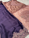 Designer Party Wear Chiffon Saree - Purple