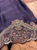 Designer Party Wear Chiffon Saree - Purple