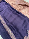 Designer Party Wear Chiffon Saree - Purple