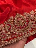 Designer party Wear Chiffon Saree - Red
