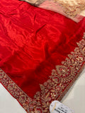 Designer party Wear Chiffon Saree - Red