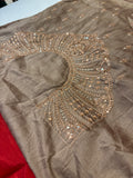 Designer party Wear Chiffon Saree - Red