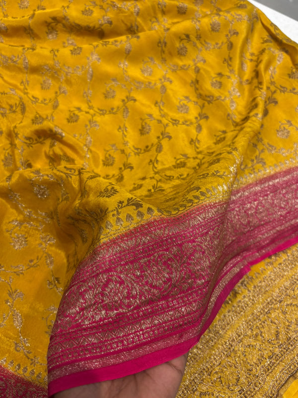Semi Banarasi Silk saree - Yellow