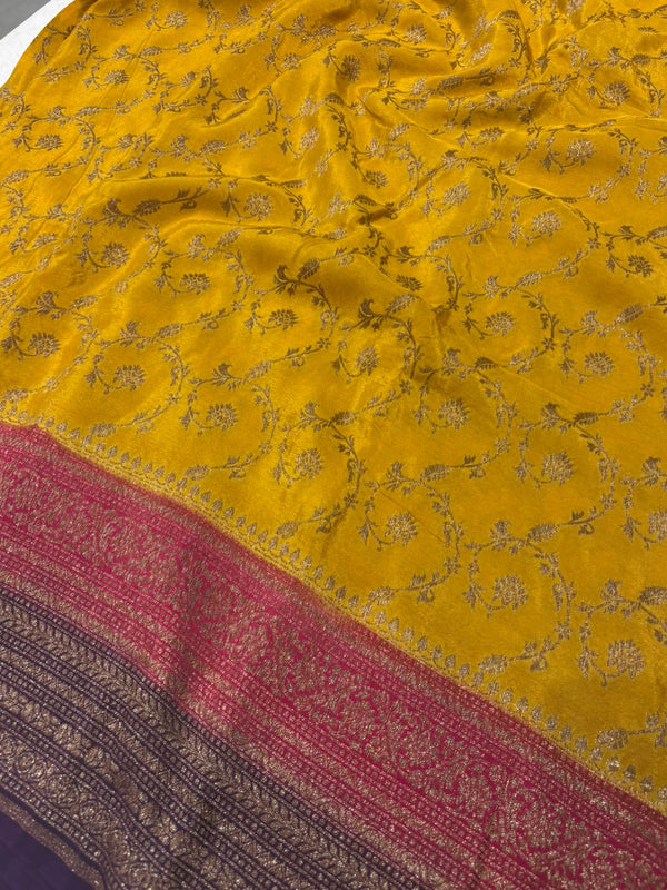 Semi Banarasi Silk saree - Yellow