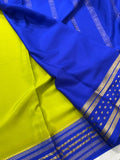 Pure Green  Mysore Silk Saree with Blue Bentex Border