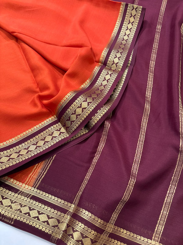 Pure Mysore Silk Saree - Orange