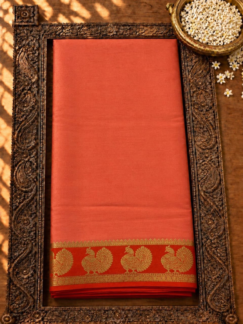 Pure Mysore Silk Saree - peach