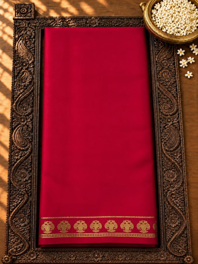 pure Mysore silk with Ganda Berunda border - Pink