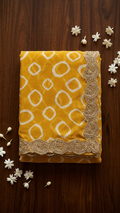 Bandhani Print Georgette Saree with Gold Lace Border (41676)
